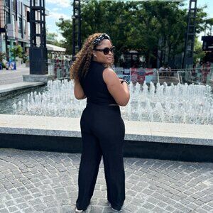 Textured Two- Piece Crop Top Pants Set Sold in Black, Orange, Green and Blue